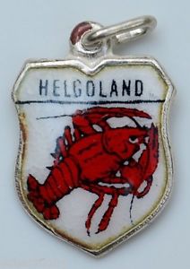 (image for) HELGOLAND, Germany - Lobster - Vintage Enamel Travel Shield Charm